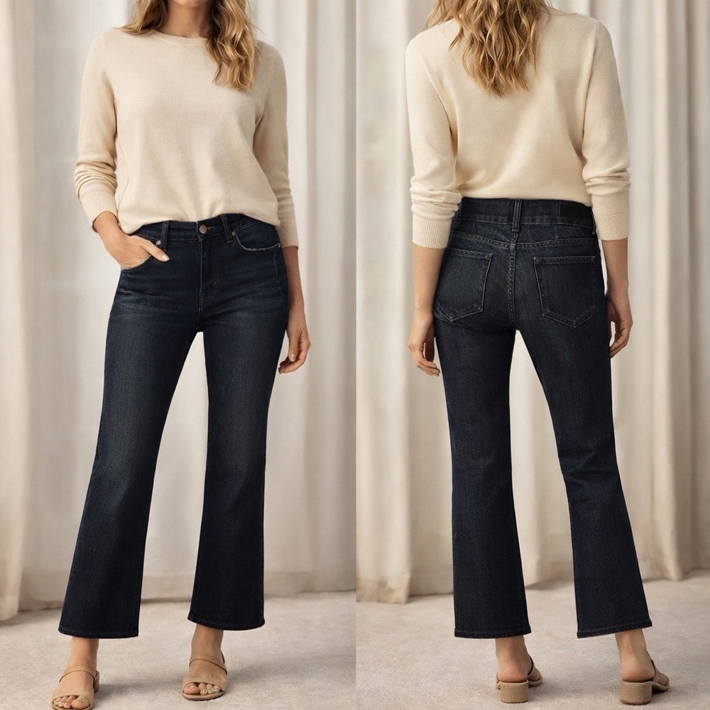 Paige Hidden Hills Ankle Y2K Jeans‎ Low Rise Dark Wash Womens 23 Inseam Petite